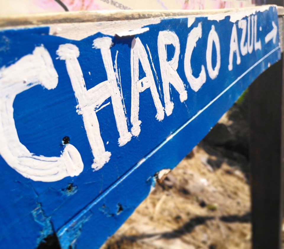 charco Azul walk: Sign on the walk from El Risco to Gran Canaria's Blue Pool